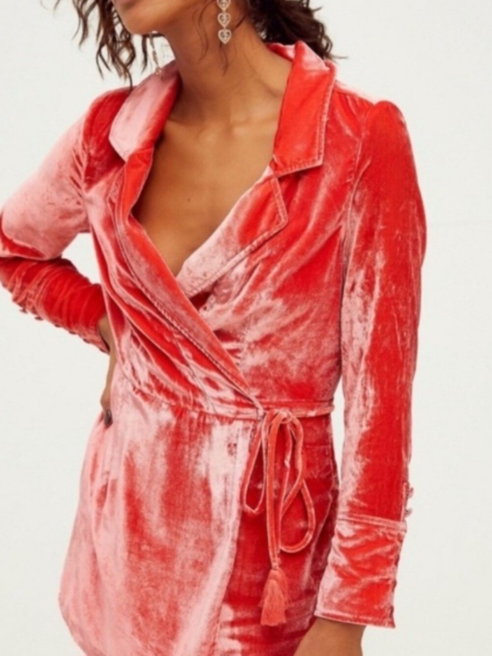 FREE PEOPLE XL Velvet Romper, orange/pink, NWOT